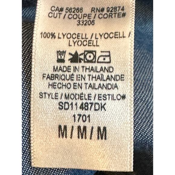 Splendid  Lace Up Sleeveless Chambray Denim Shift Mini Dress SD11487DK Medium M - Picture 6 of 7